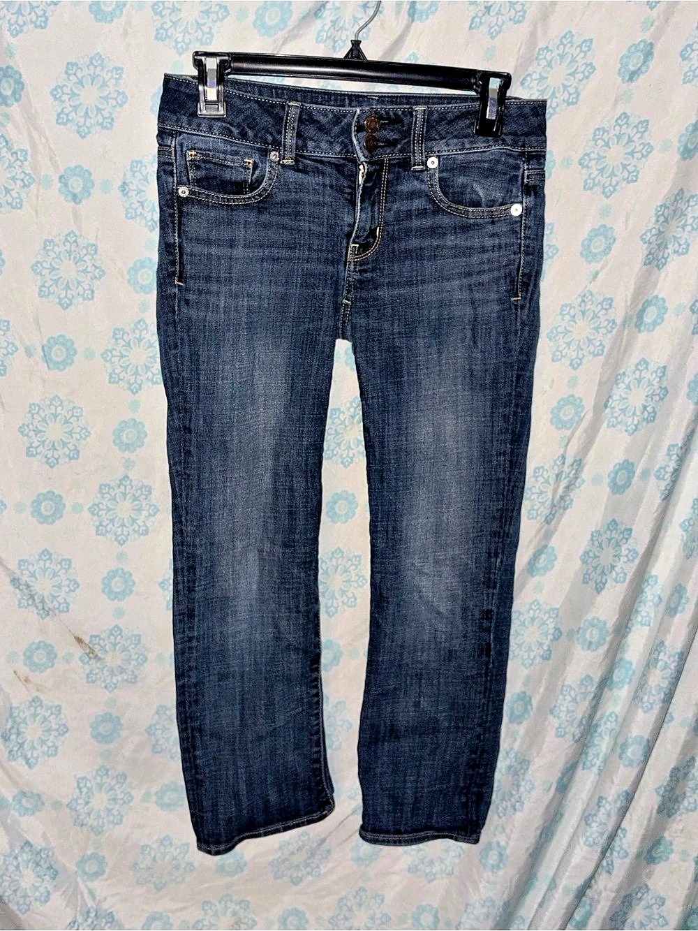 American Eagle Outfitters Women's Blue Skinny Jeans artist crop stretch size 2